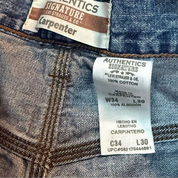 Y2K Levi’s Signature Carpenter Jeans - Men’s 34x30 - Baggy Fit Workwear Denim - Picture 5 of 13